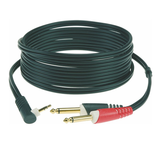 KLOTZ - AY5A0300 - kábel; 3 m; Jack 3,5 (S) lomený / 2x Jack 6,3 (M)